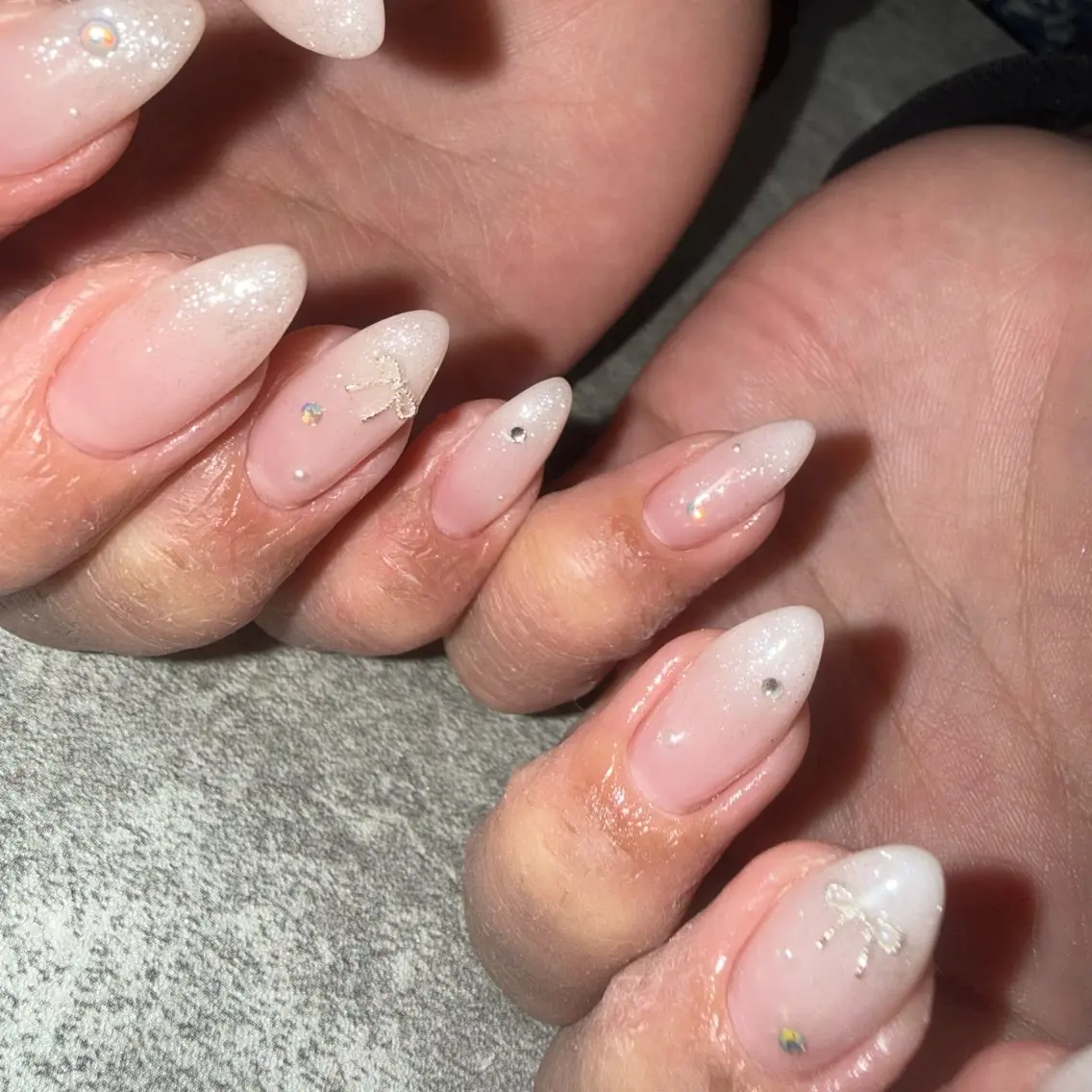 ネイル ラメ(グリッター) オフィスネイル リボン ハンドネイル yuki nail...のネイルデザイン