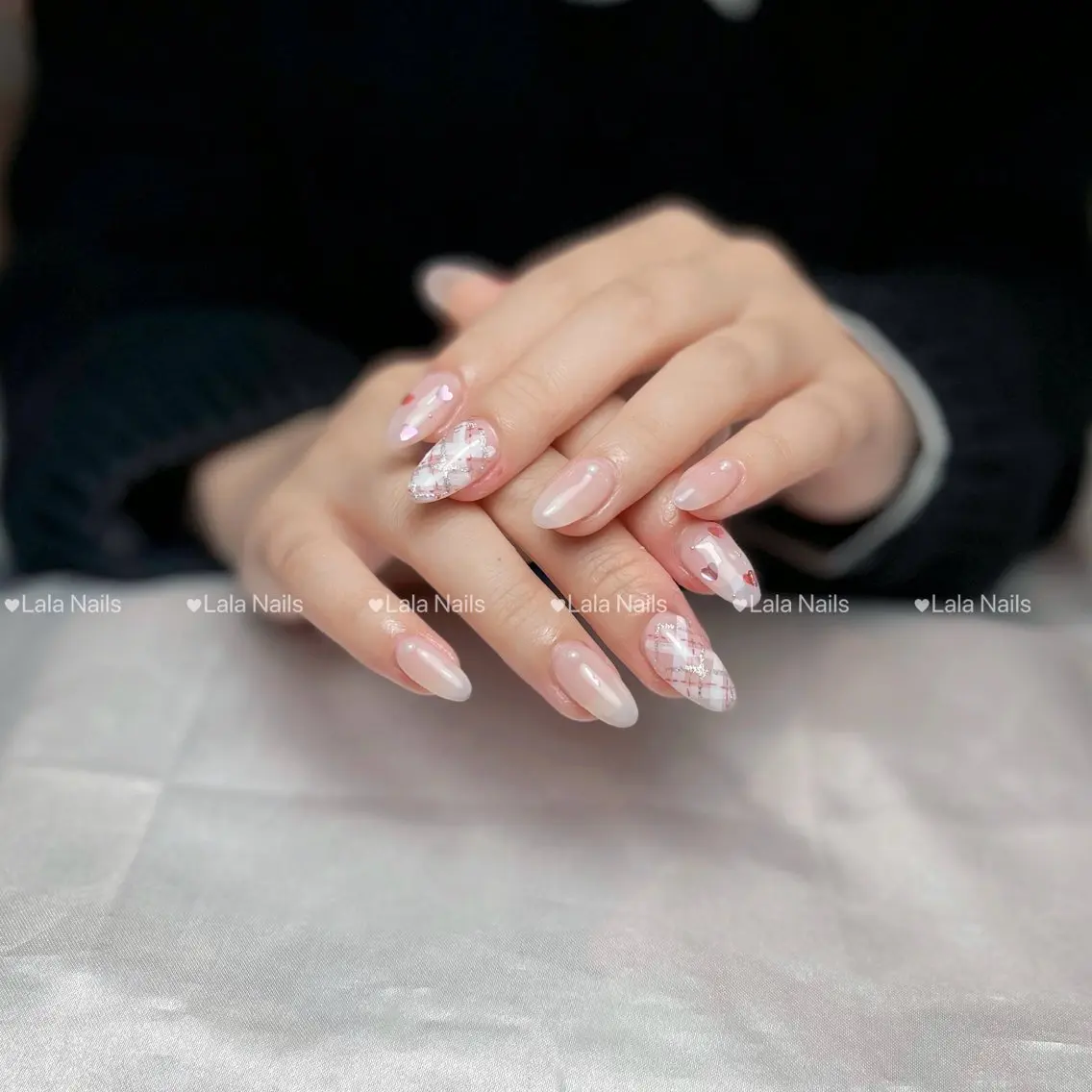 ネイル アートネイル 長さ出し フレンチネイル グラデーション キラキラネイル Akina Nail 亀戸のネイルデザイン
