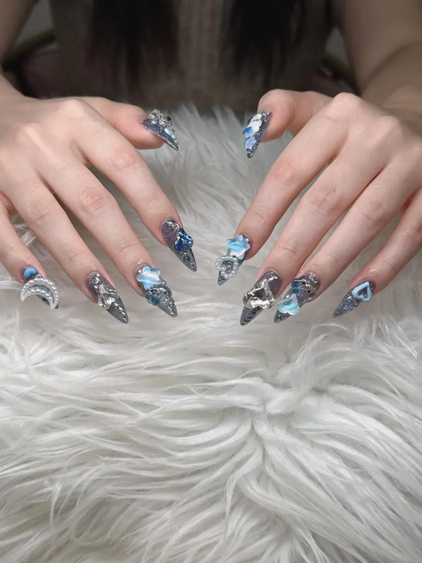 ネイル 長さ出し グラデーション 卒業式 キラキラネイル マグネットネイル ハンドネイル Lee Nailsのネイルデザイン