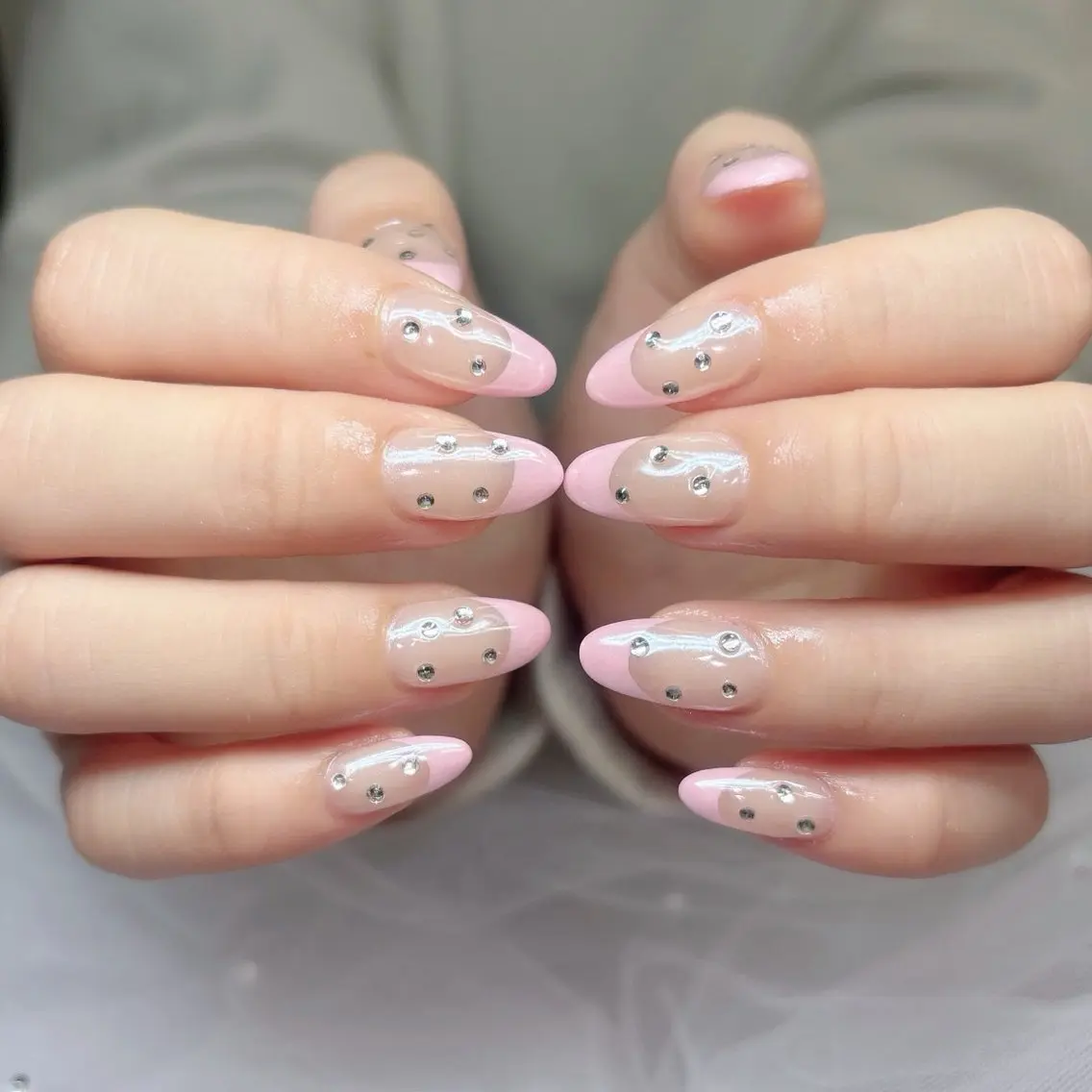 ネイル フレンチネイル ミラーネイル ピンク ワンホンネイル ハンドネイル ハンドケア 心斎橋Salon Epokkuのネイルデザイン