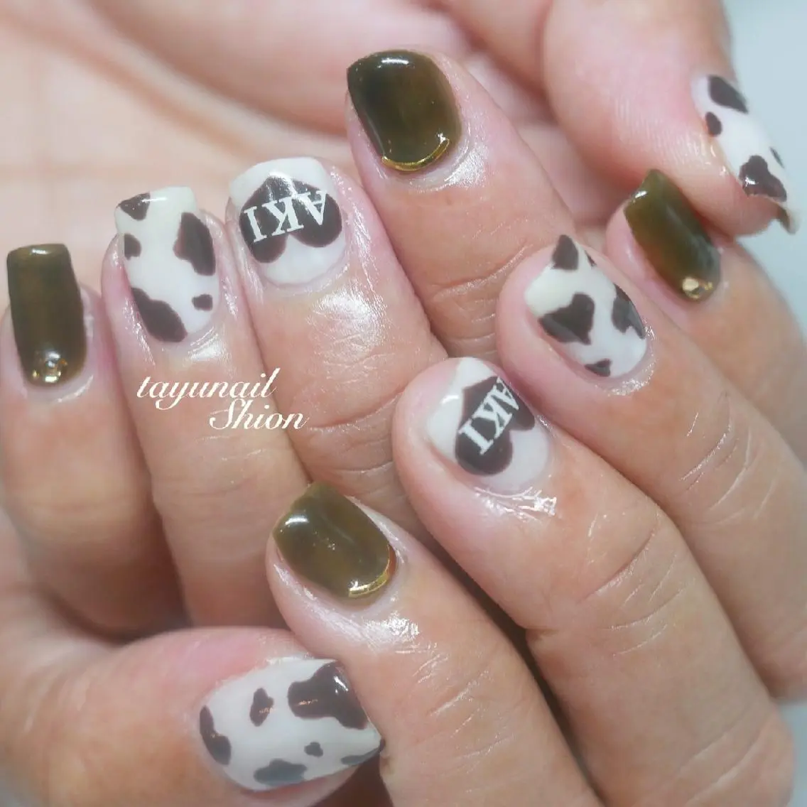 ネイル アートネイル ブルー ブラウン ジェルネイル パラジェル ネイルサロン 【たゆnail】のネイルデザイン