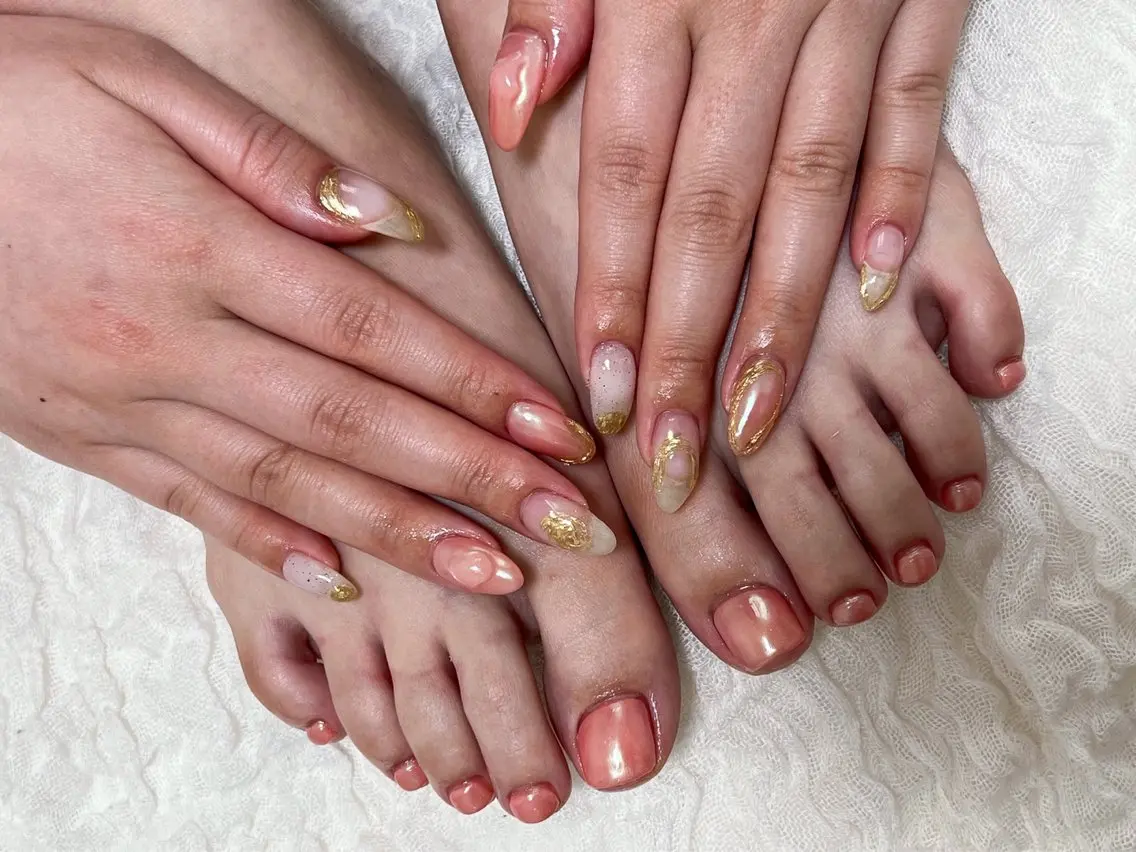 ネイル フットネイル おそろいネイル coco nailのネイルデザイン