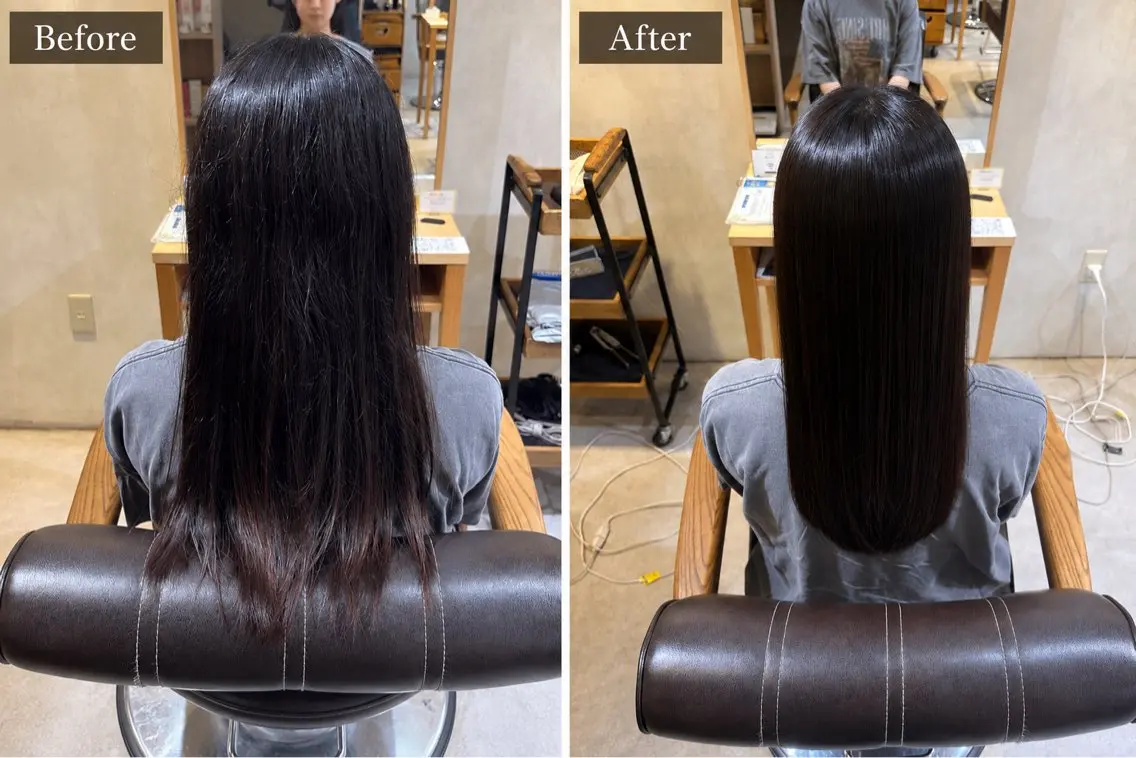 ロング 酸性ストレート カット 縮毛矯正 上原 佑介のヘアスタイル