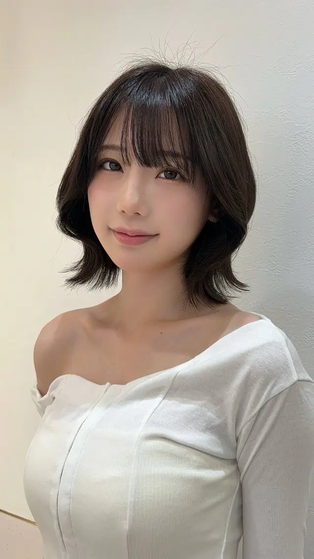 ショート ボブ 顔周りカット 韓国風ヘア 外ハネヘア ボブ/レイヤーボブ/ 髪質改善/梶川 夏季のヘアスタイル