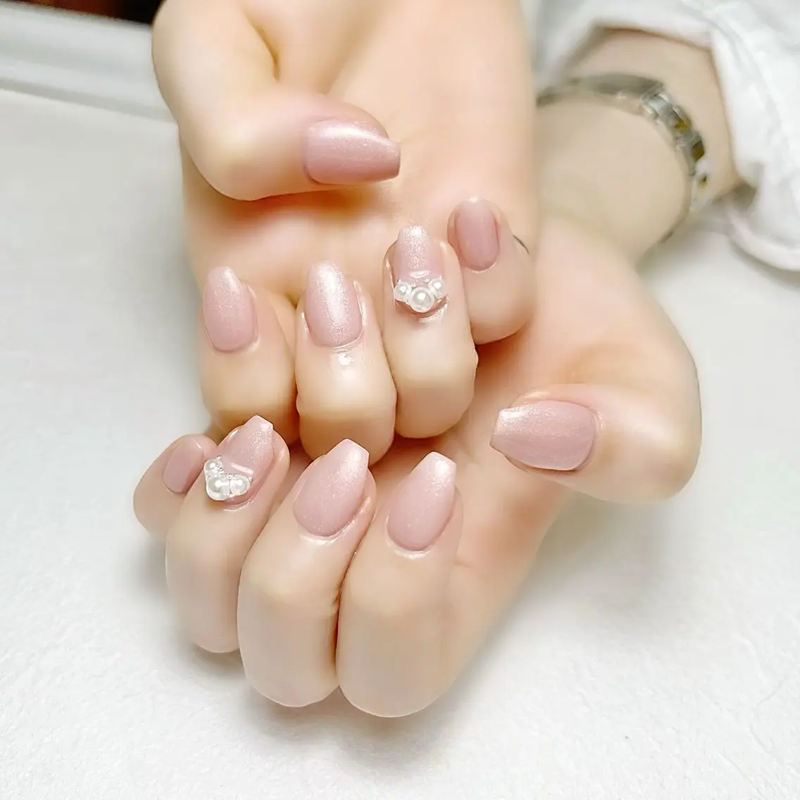 ネイル ラメ(グリッター) オフィスネイル ワンカラーネイル ピンク rouse nail RISATOのネイルデザイン