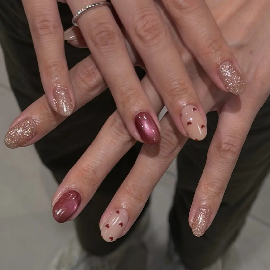 ネイル ハート ハンドネイル TAKAHASHI 🧃Zina錦糸町のネイルデザイン
