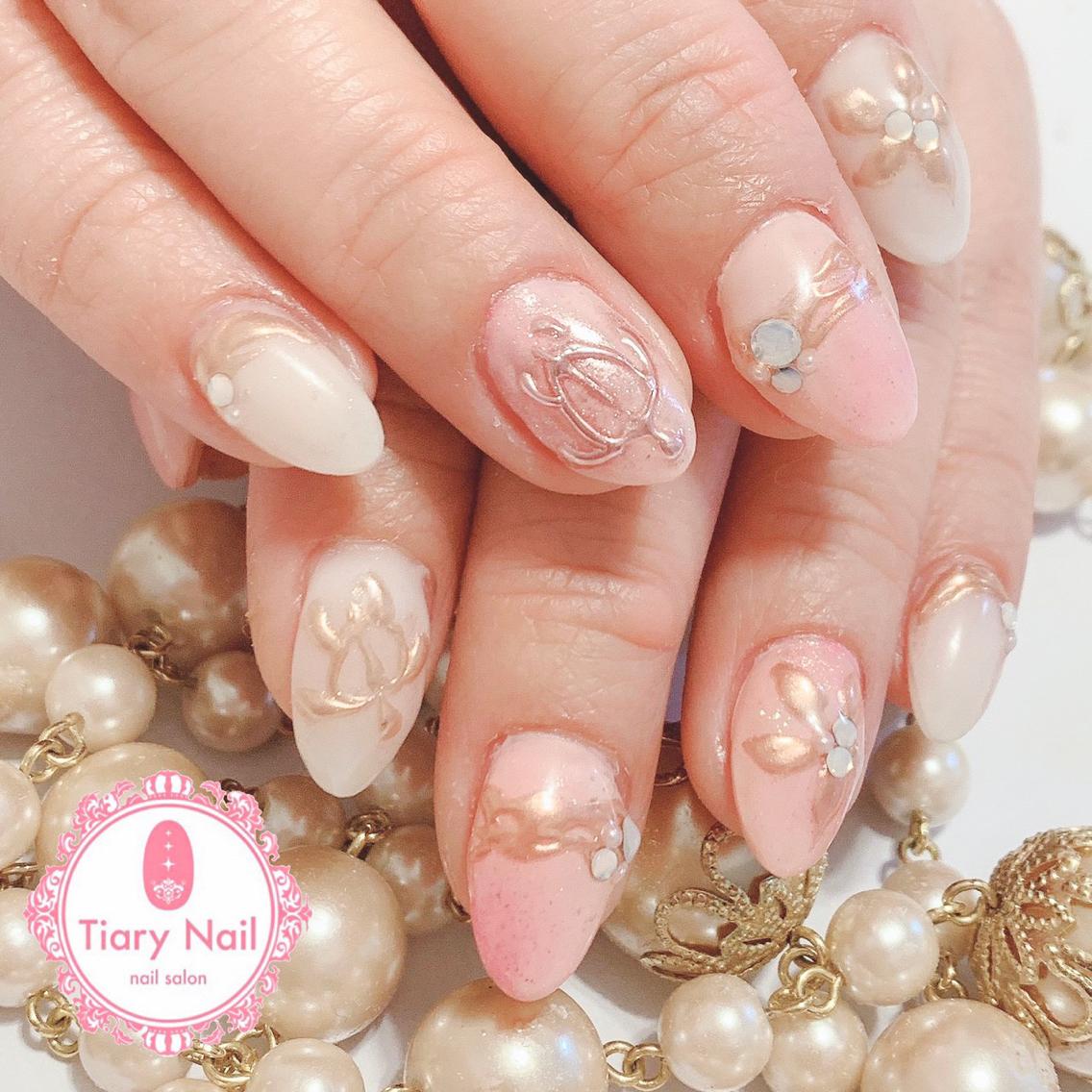 ネイル 桜ネイル クリアネイル フットネイル ジェルネイル キラキラネイル ハンドネイル 💗🪽Tiary Nail🪽💗のネイルデザイン