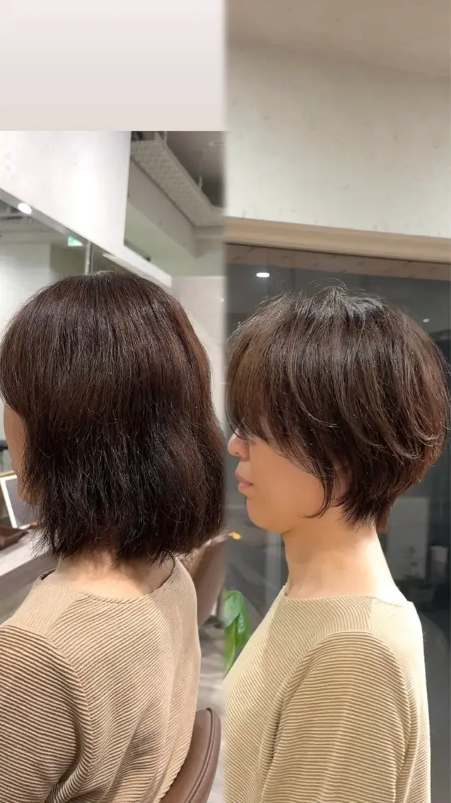 ショート カラー カット ヘアカラー トリートメント 佐藤優晟/カラー/ 癖毛ショート/表参道のヘアスタイル