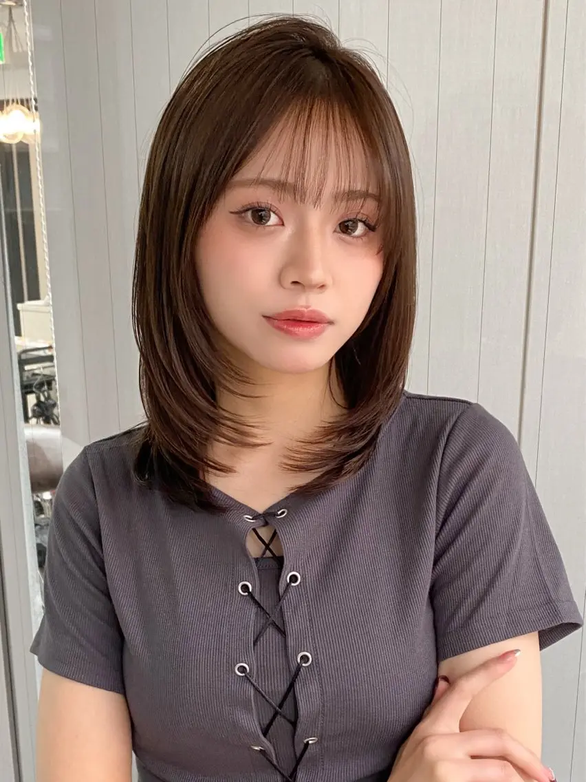 セミロング カラー レイヤーカット 小顔カット レイヤー×髪質改善✨ 渋谷/佐藤侑哉のヘアスタイル