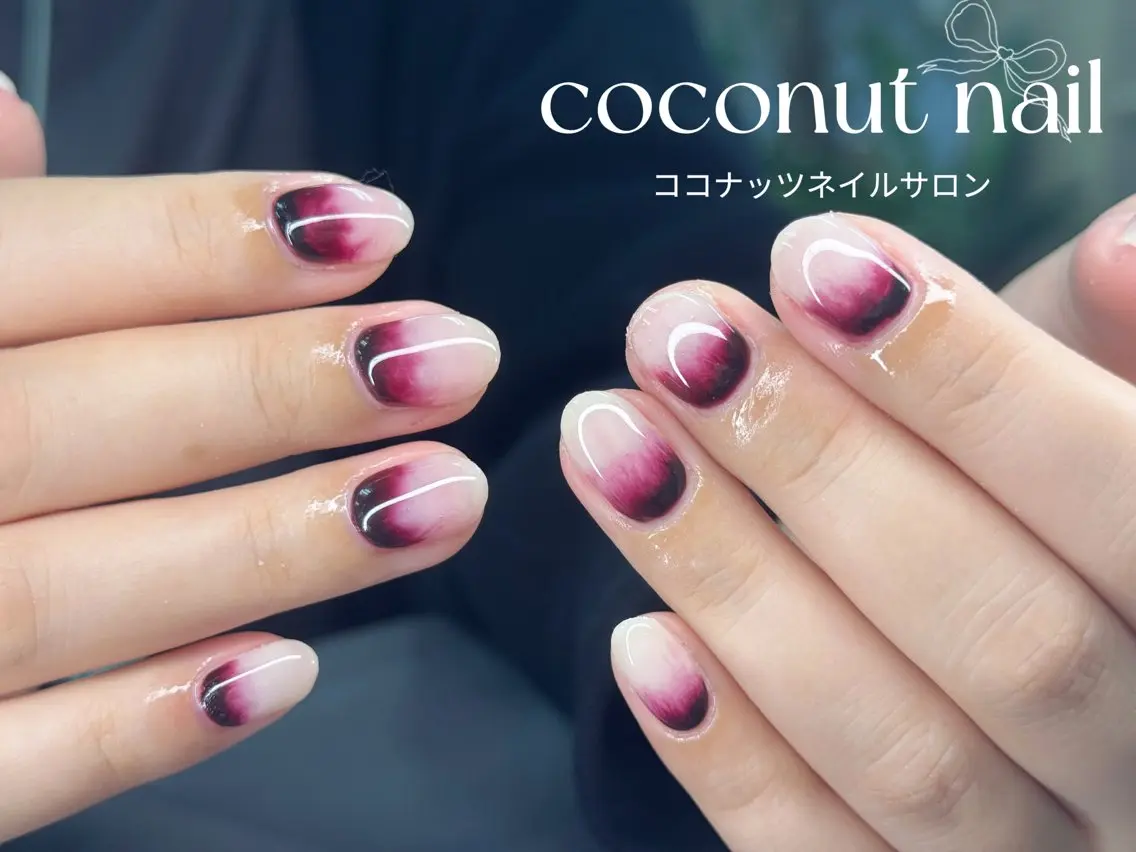 ネイル べっ甲ネイル フレンチネイル キラキラネイル マグネットネイル 大理石ネイル(マーブル) ハンドネイル 神田 ココナッツのネイルデザイン