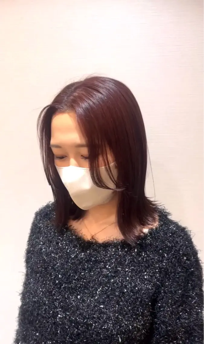 ミディアム カラー ブリーチ 透明感カラー デザインカラー 髪質改善 レイヤーカット 山本梨華/ 透明感カラーのヘアスタイル