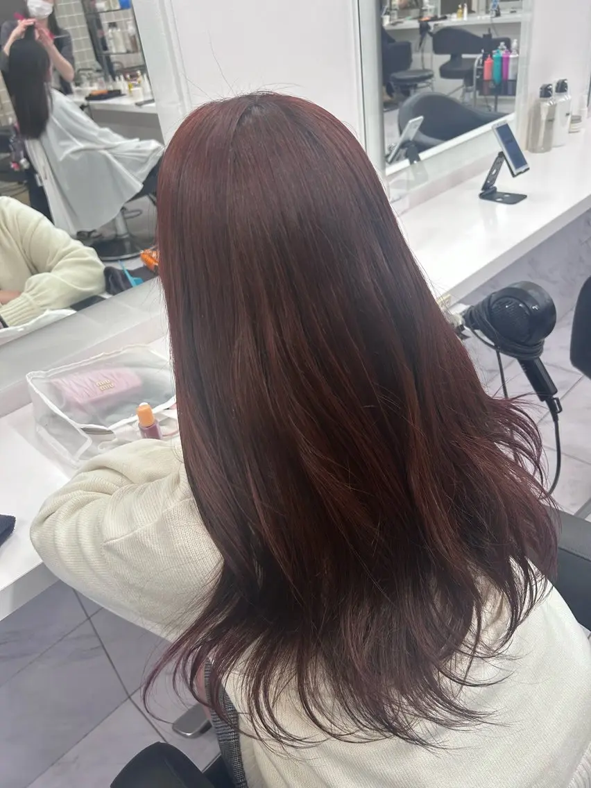 ロング カラー パーマ ヘアアレンジ メンズ キッズ ヘアカラー トリートメント ヘアセット ブリーチなしカラー/ ブラウン/レイヤーのヘアスタイル