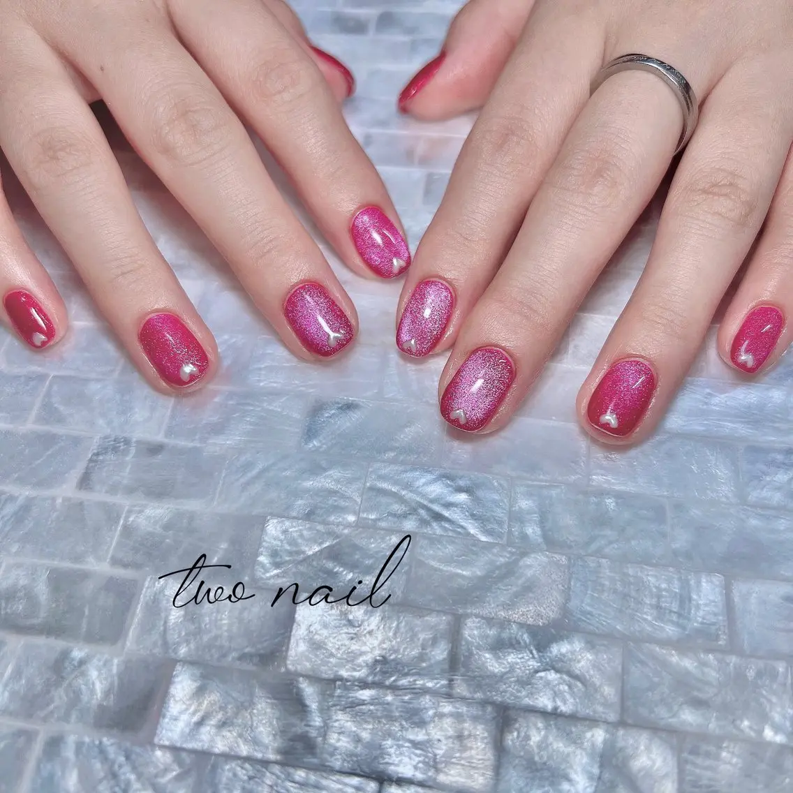 ネイル アートネイル フットネイル ハート キラキラネイル マグネットネイル ハンドネイル two nailのネイルデザイン
