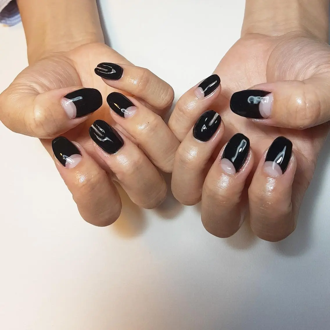 ネイル フレンチネイル 逆フレンチ owlnail /持込みデザイン専門のネイルデザイン