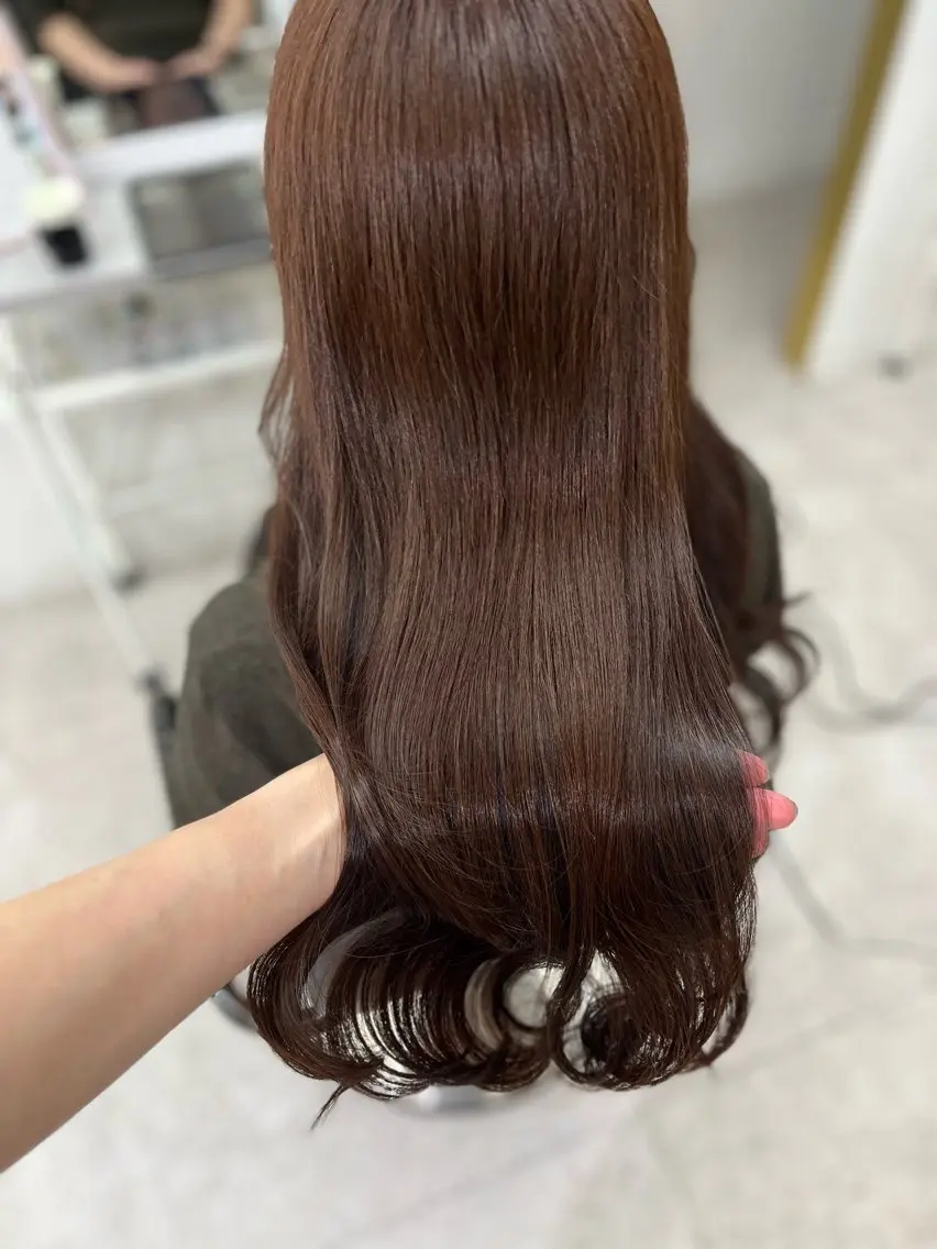 ロング カラー ブラウンカラー ココアブラウン カット ヘアカラー トリートメント 🫧ぷる艶カラー🫧 Yuubi🦩のヘアスタイル