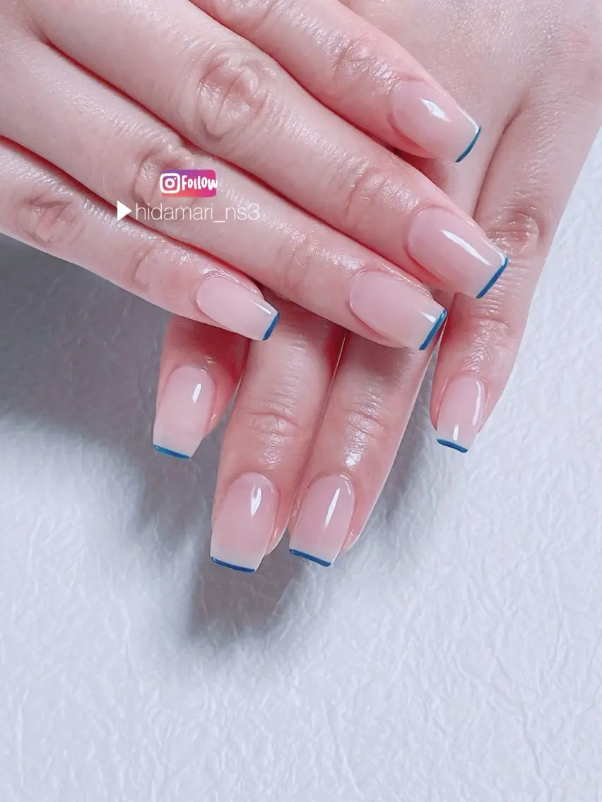ネイル ブルー フレンチネイル NailSalon ひだまりのネイルデザイン