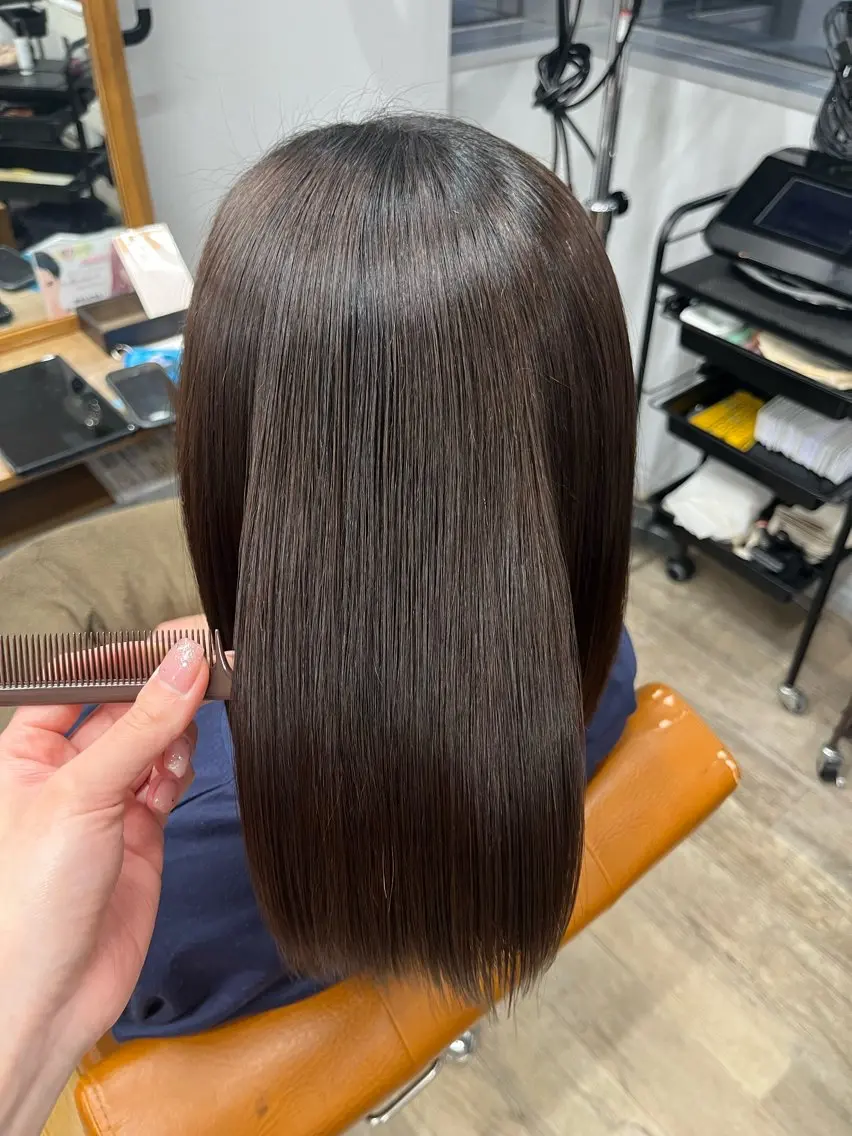 ミディアム 縮毛矯正 トリートメント 縮毛矯正 lucina ヒヨリのヘアスタイル