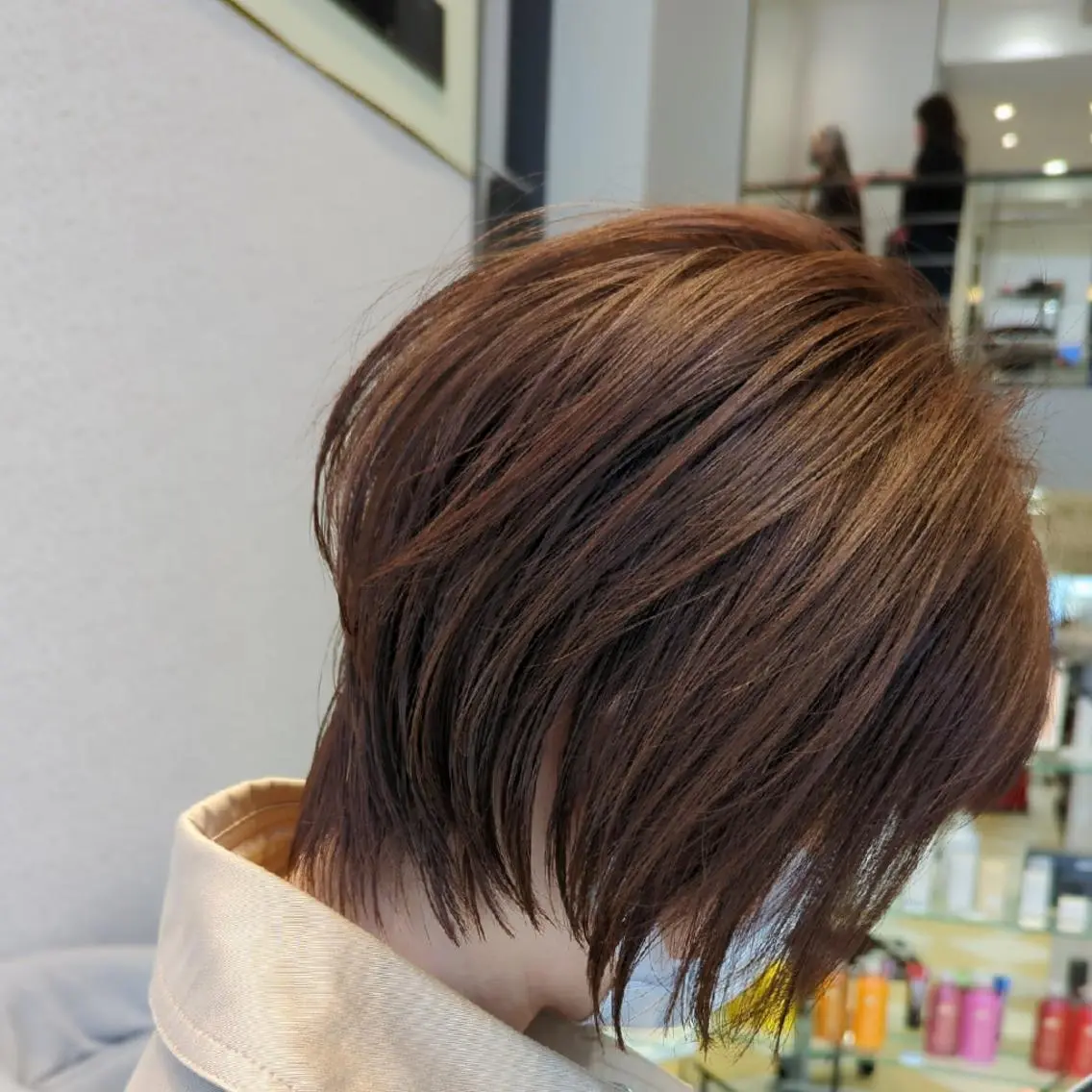 ミディアム カラー ボブ カット トリートメント ヘアセット  知念　香トータル ビューティー🌷のヘアスタイル