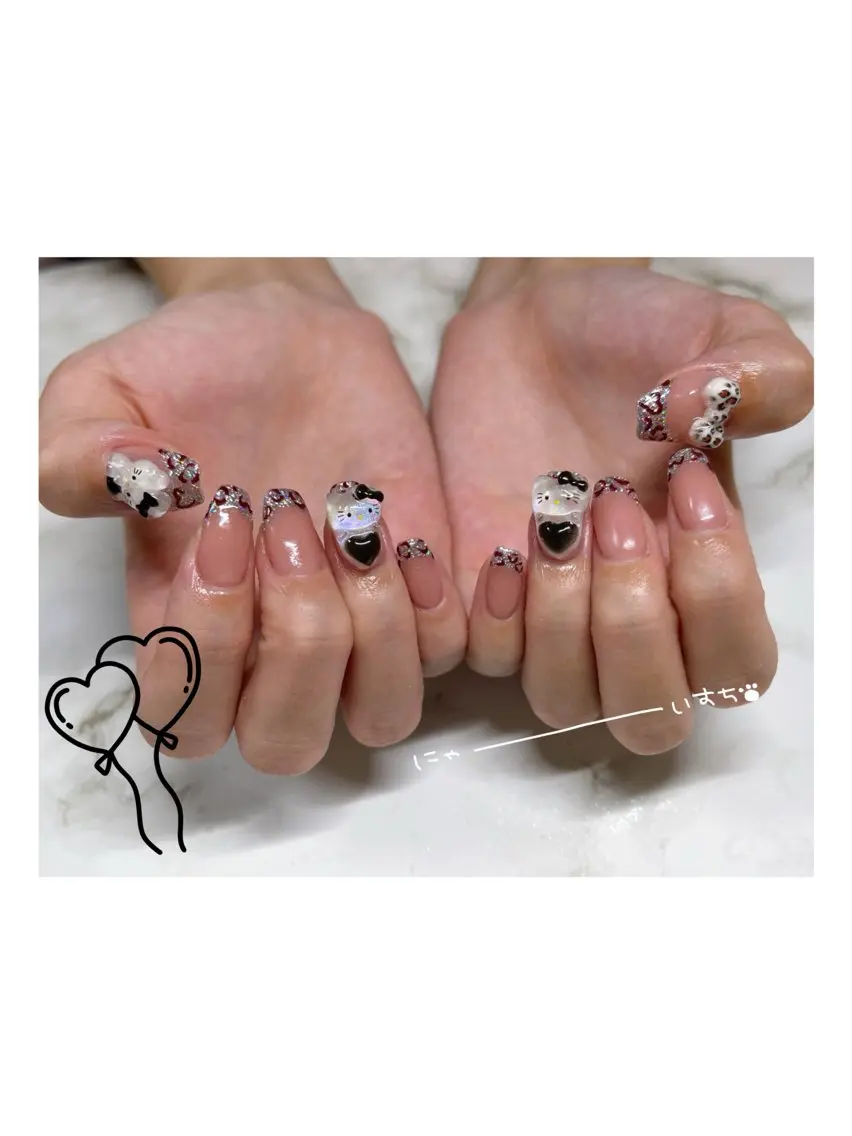 ネイル アニマル柄 ハート ハンドネイル R@nail🫧町田 🫧らんのネイルデザイン