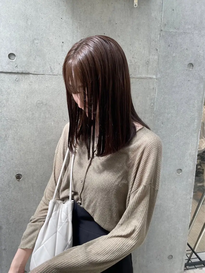 セミロング カラー カット ヘアカラー トリートメント 縮毛矯正ボブ&顔まわ レイヤー♡TOMOEのヘアスタイル