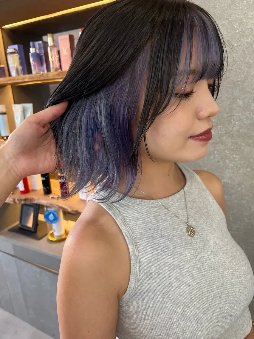 ショート カラー ブリーチ ブルーカラー ブルーラベンダー ラベンダーカラー カット ヘアカラー トリートメント ブリーチ特化 梅田本多翔のヘアスタイル
