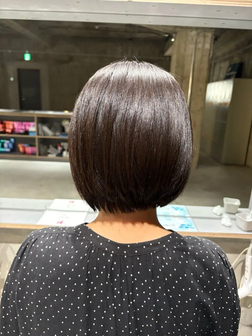 ショート 縮毛矯正 酸性ストレート 縮毛矯正 玉置七海✨ /透明感/髪質改善のヘアスタイル