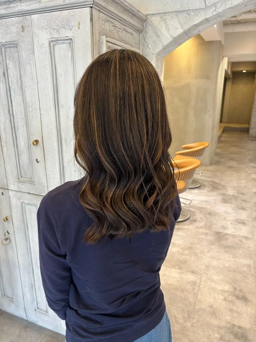 セミロング カット ヘアカラー 似合わせ✨ 叶夢のヘアスタイル
