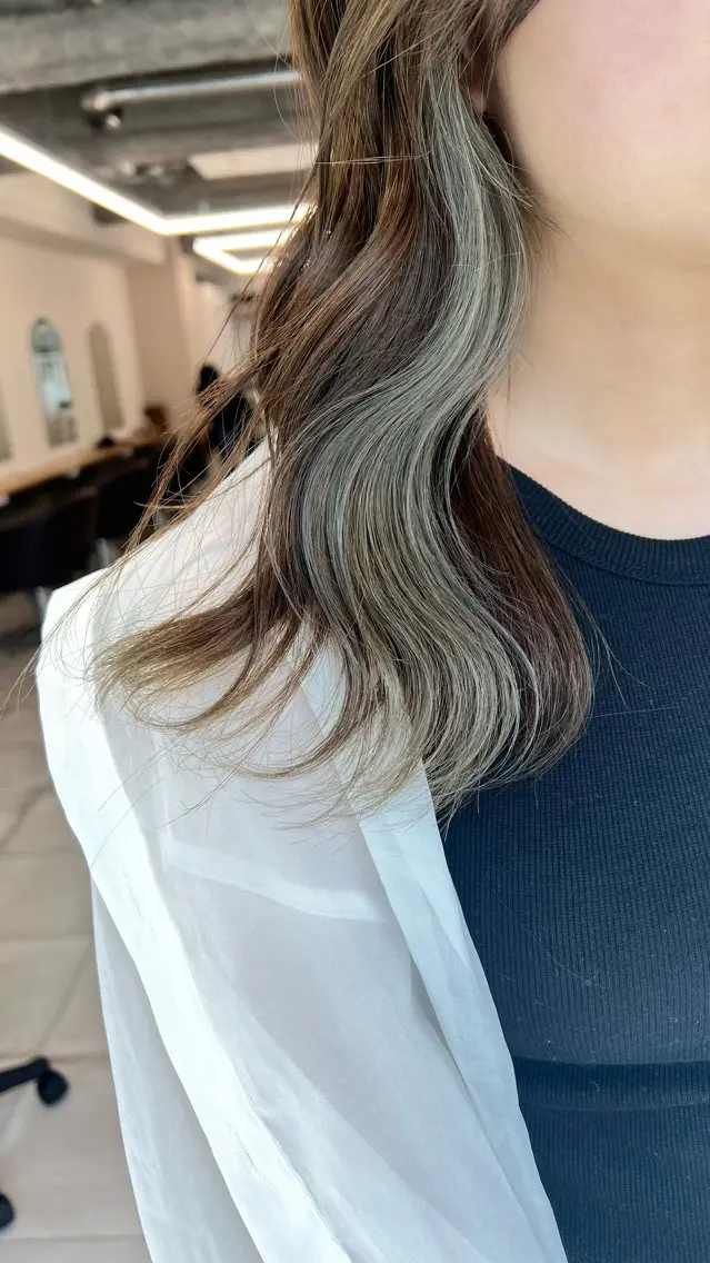 セミロング カラー ヘアカラー トリートメント 赤みゼロ/透明感 カラー🌿KANTAのヘアスタイル