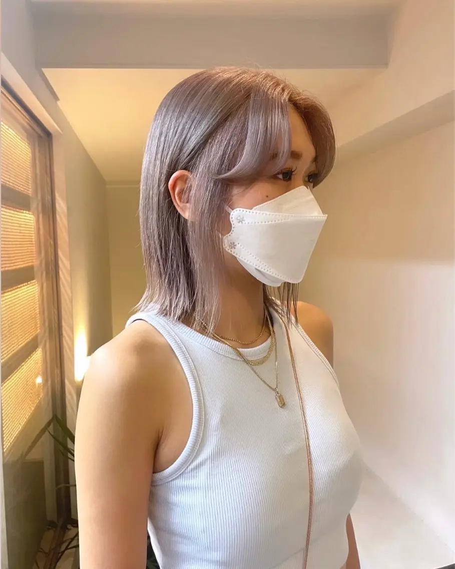 ミディアム カラー ベージュカラー ホワイトベージュ カットモデル募集 /RIOのヘアスタイル