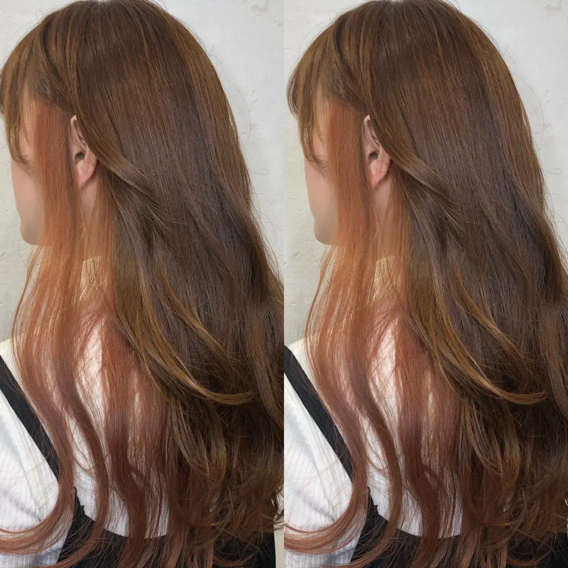ロング カラー ブリーチ インナーカラー ピンクカラー あさだ しゅうたろうのヘアスタイル