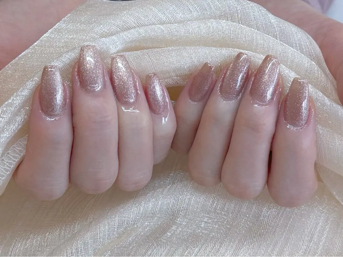 ネイル アートネイル 韓国ネイル 水色 ロングネイル マグネットネイル ハンドネイル ハンドケア NailDemure 【銀座店】のネイルデザイン