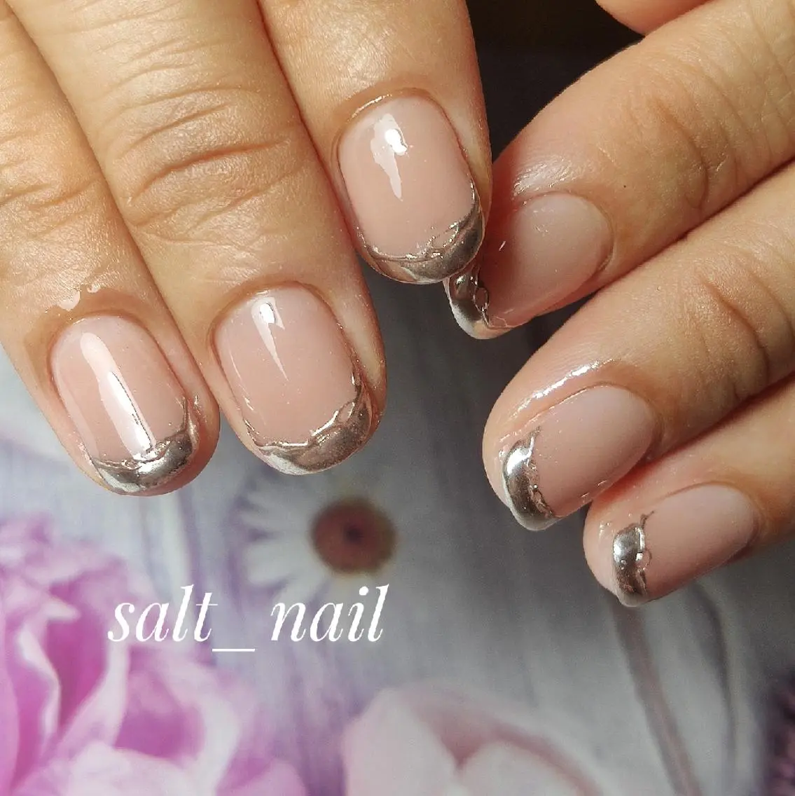 ネイル フレンチネイル ミラーネイル 個人サロン saltnailのネイルデザイン