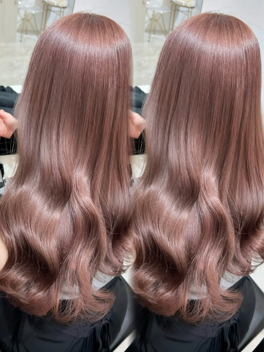セミロング カラー ベージュカラー ブリーチ ピンクカラー ピンクベージュ カット ヘアカラー トリートメント 盛れる顔周り🤍渋谷 Risa🎀のヘアスタイル