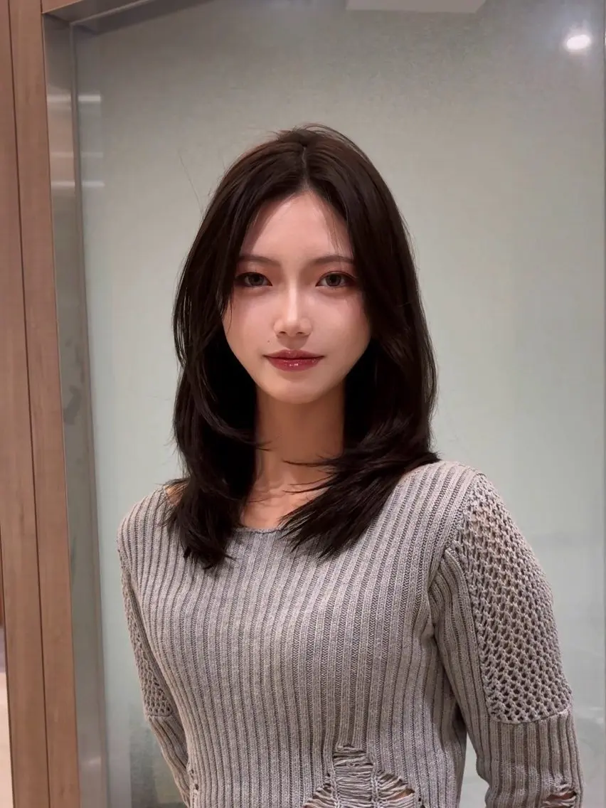 ロング カラー ブリーチ ダブルカラー グレージュ ブリーチなしカラー レイヤーカット カット ヘアカラー 🩵福岡ブリーチなし レイヤー/紫音🩵のヘアスタイル