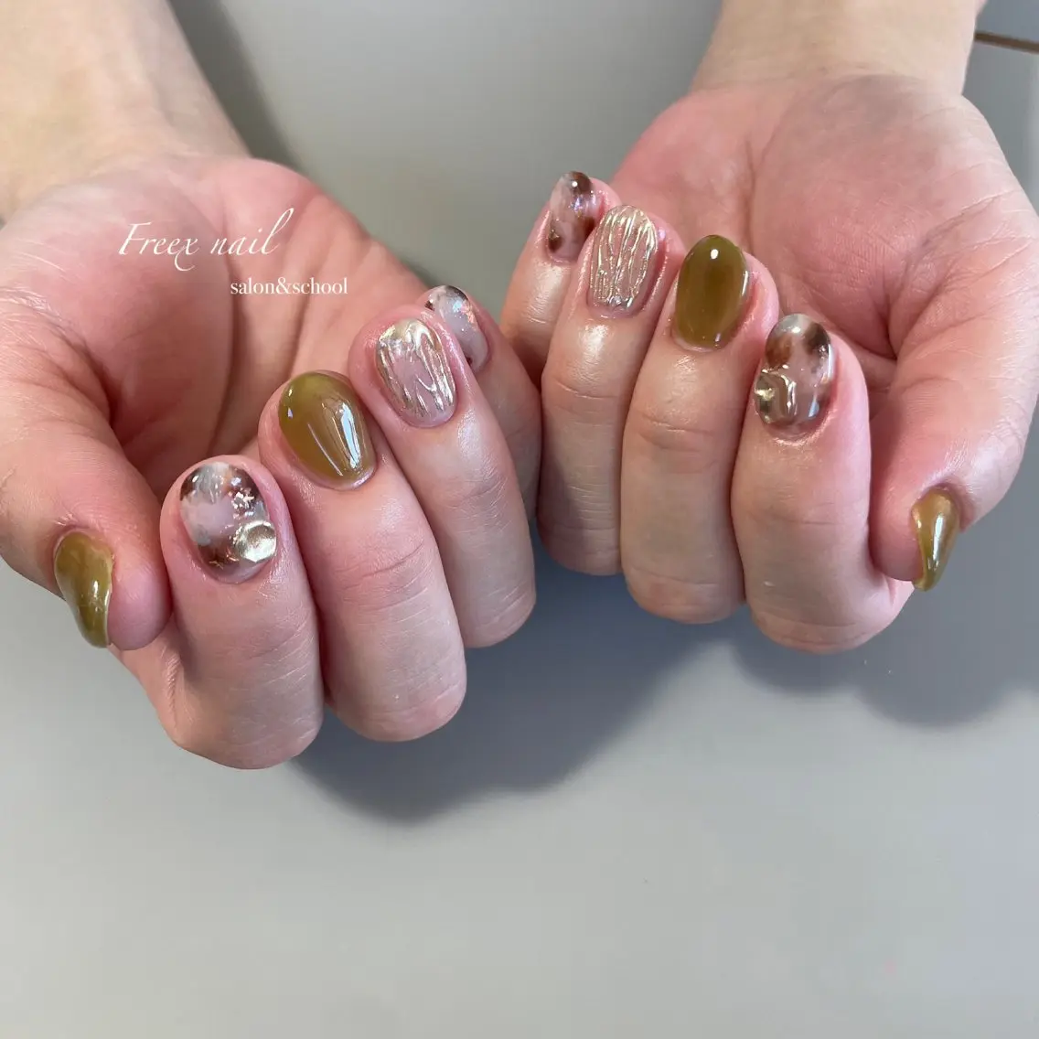 ネイル べっ甲ネイル ハンドネイル ハンドケア freex nail /ニュアンス/個性派のネイルデザイン