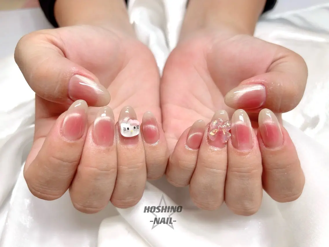 ネイル チークネイル 長さ出し フレンチネイル マグネットネイル マグネットフレンチ ★Rena Nail★のネイルデザイン