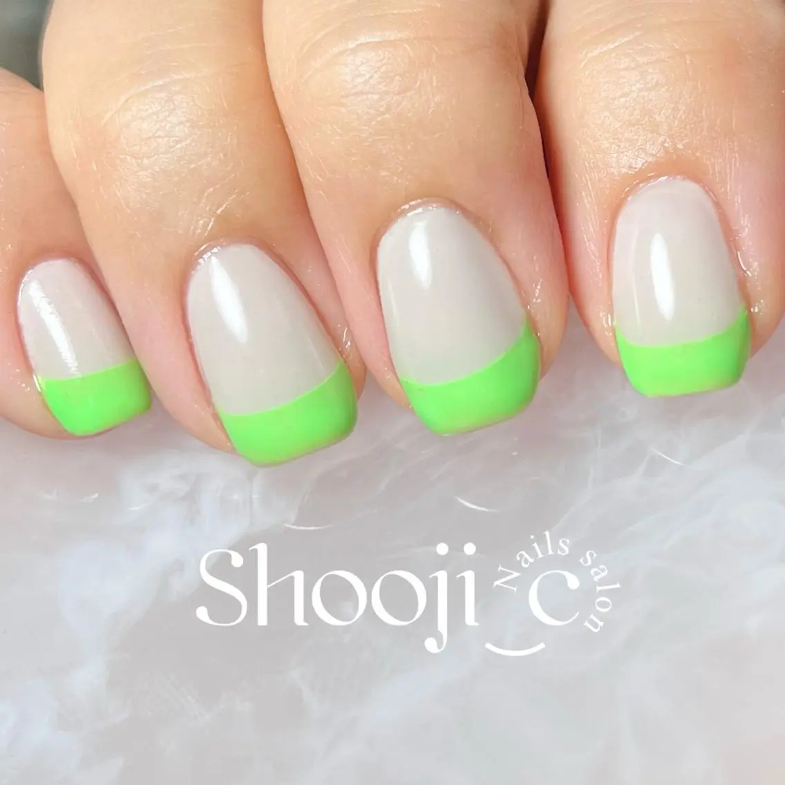 ネイル フレンチネイル グリーン ワンカラーネイル シンプルネイル Shooji_c Nail salonのネイルデザイン