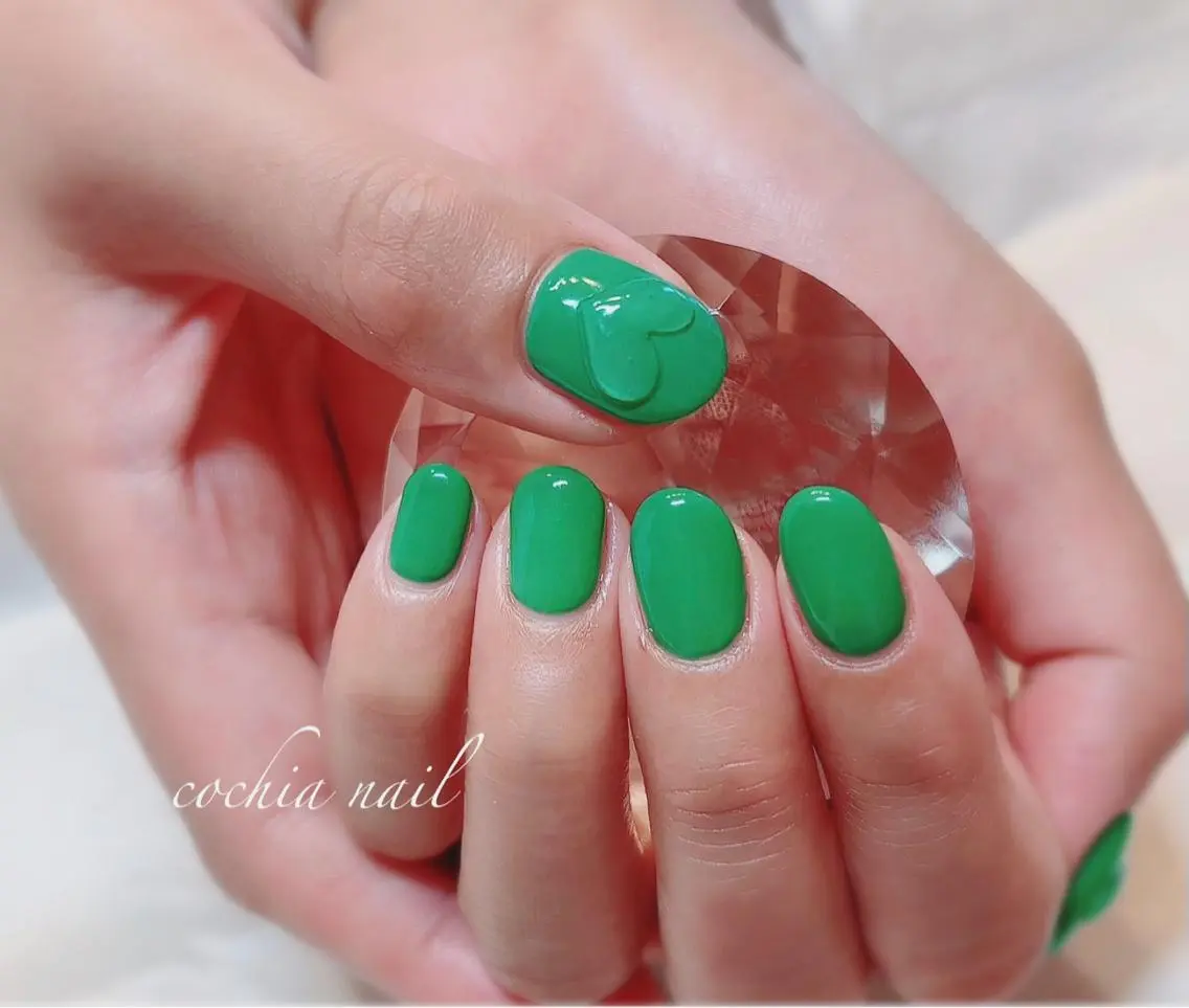 ネイル ハート ぷっくりネイル ハンドネイル cochia nailのネイルデザイン