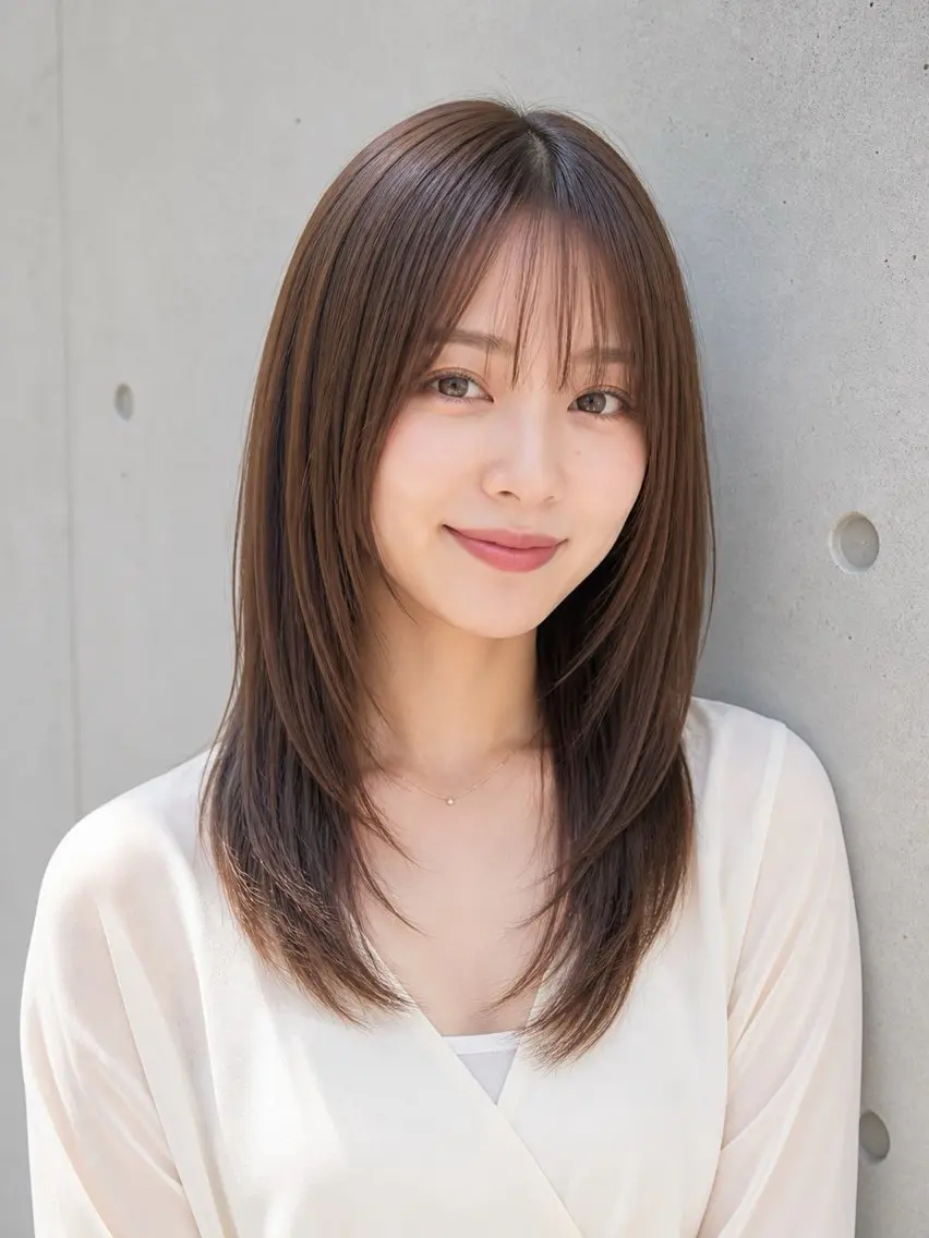 セミロング カラー 井ノ川 真奈美のヘアスタイル