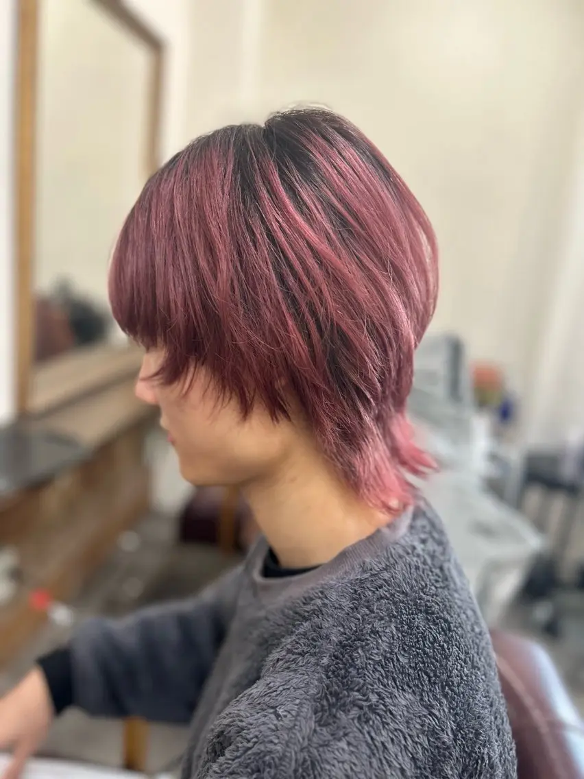 ショート カラー メンズ ピンクカラー メンズパーマ 髪質改善☆有馬のヘアスタイル