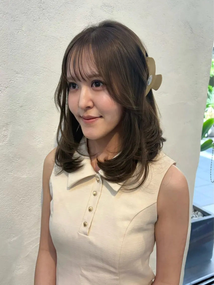 ミディアム カラー カット ヘアカラー トリートメント 赤み・黄み消しカラー 🤍韓国ヘア アオイのヘアスタイル