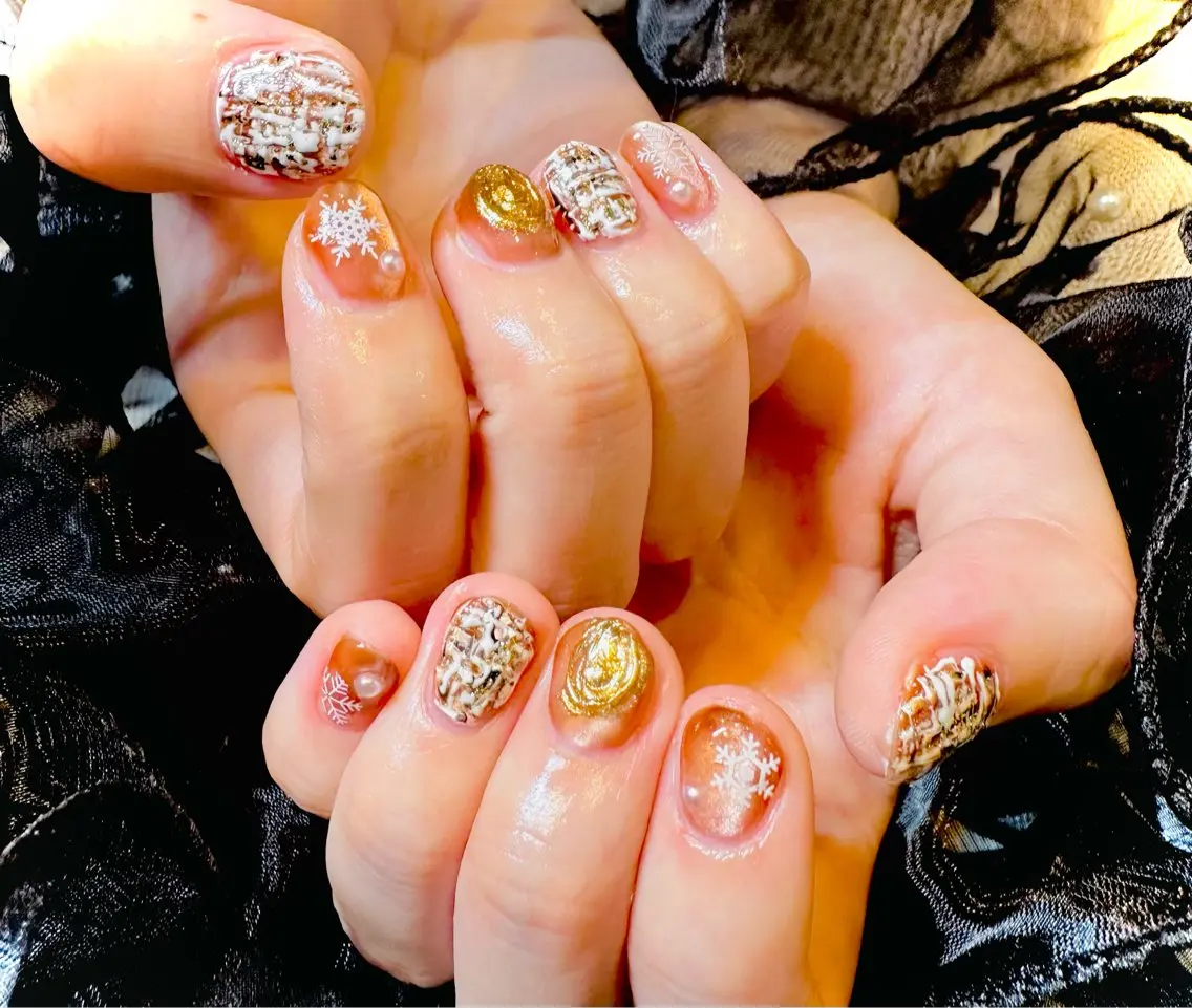 ネイル ツイードネイル ハンドネイル 田端 笑理菜のネイルデザイン