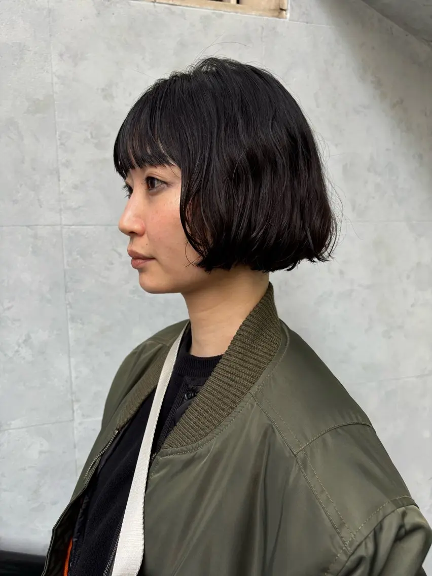ミディアム ミディアムパーマ ボブ カット パーマ ボブ×レイヤーカット 透明感カラー/Fuuのヘアスタイル