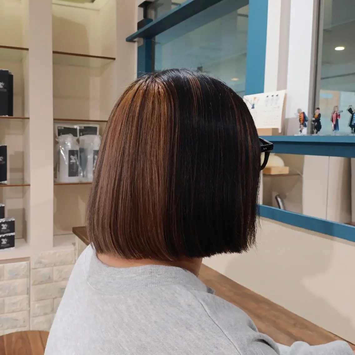 ミディアム 切りっぱなしボブ ボブ カット きっか海老名 癒やしのヘッドスパのヘアスタイル