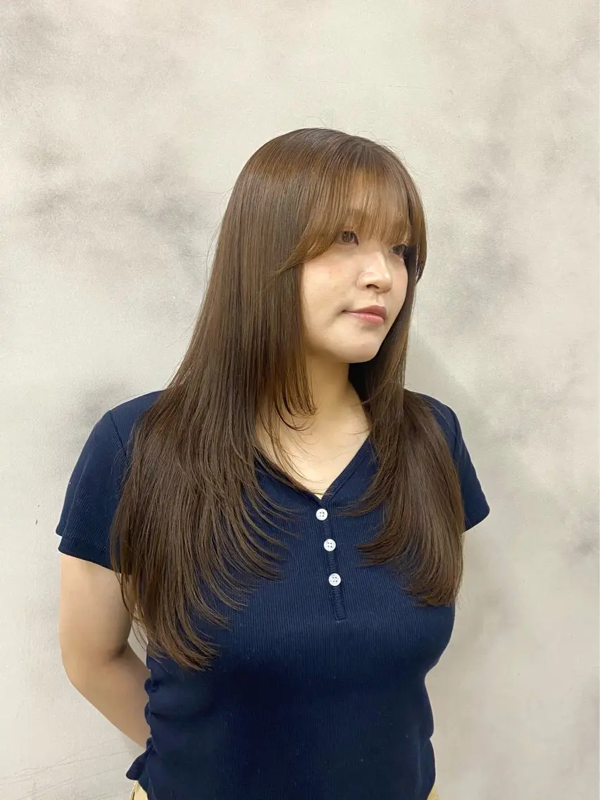 ロング レイヤーカット レイヤー/顔まわり/ 艶カラー/長野/あやのヘアスタイル