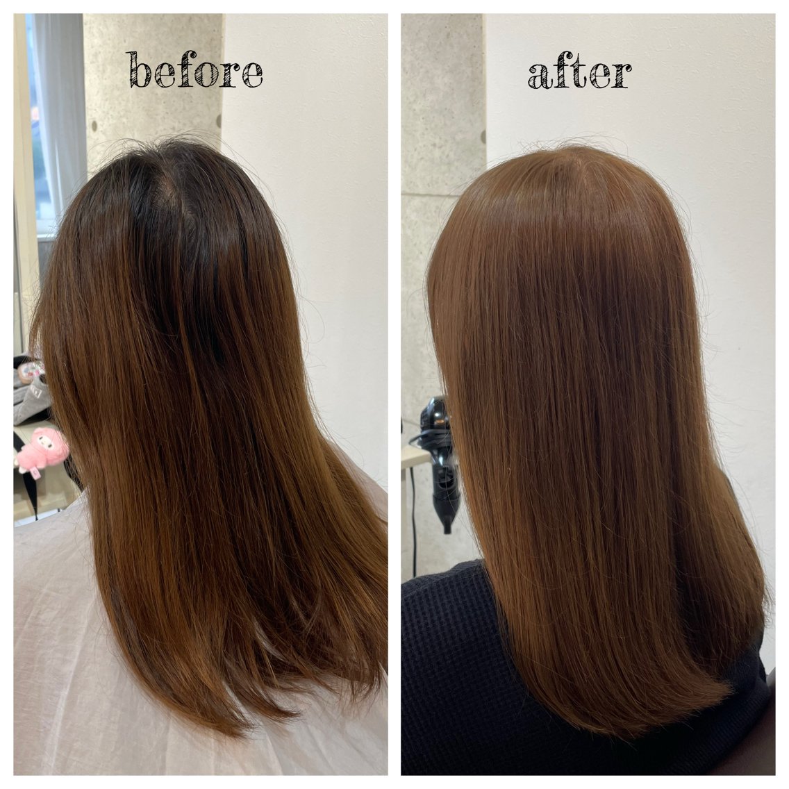 セミロング カラー ベージュカラー オリーブベージュ カット ヘアカラー トリートメント PutiLuca 浅川のヘアスタイル