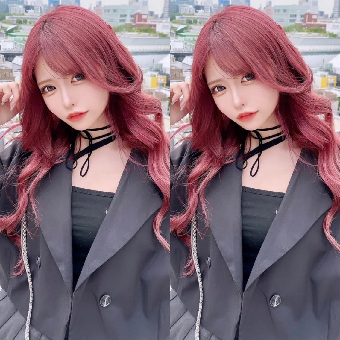 ロング カラー ヘアカラー 髪質改善ストレート 韓国風レイヤー池袋のヘアスタイル