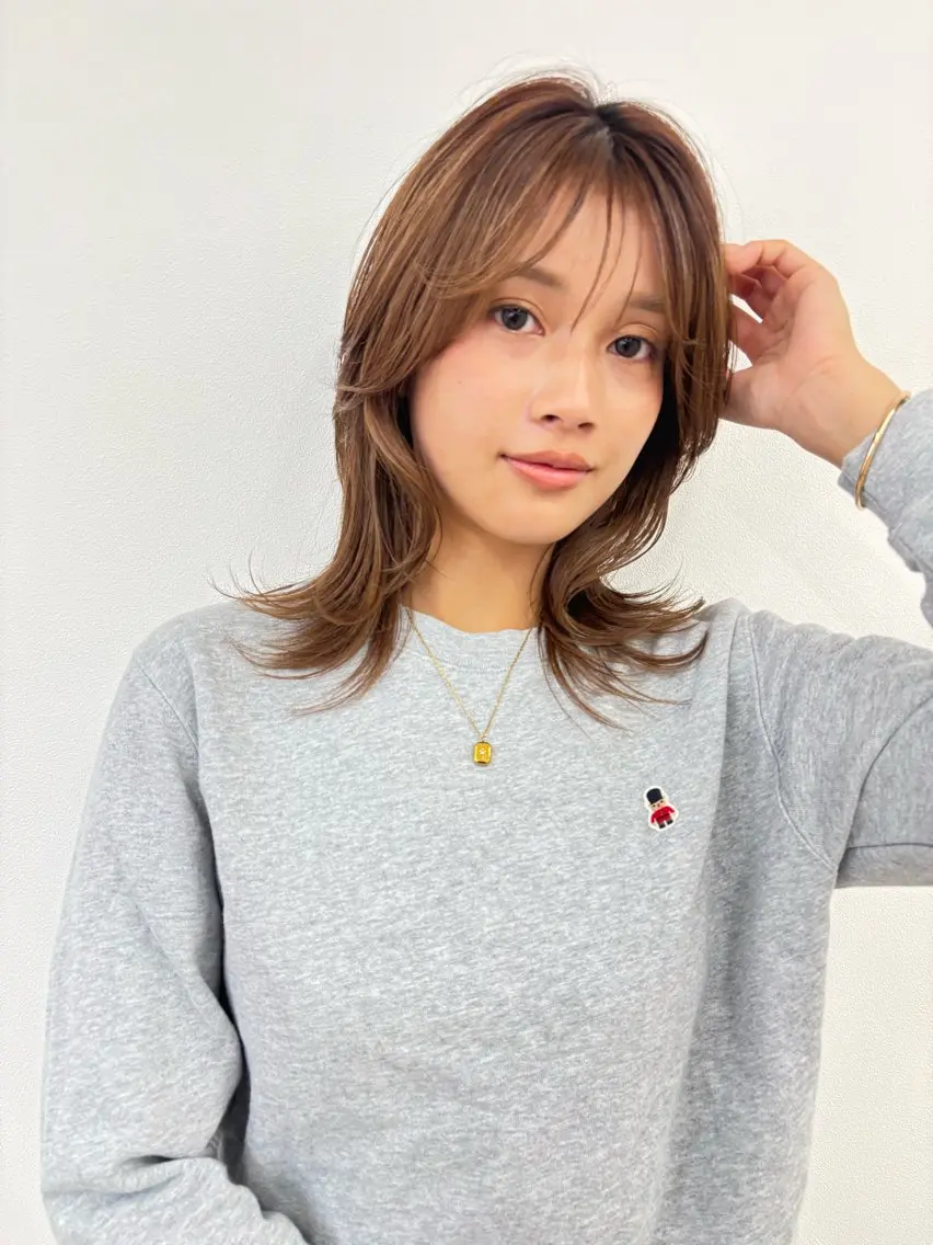 セミロング カラー カット ヘアカラー トリートメント 似合わせ美髪ヘア✨ 天王寺．阿倍野🌈のヘアスタイル
