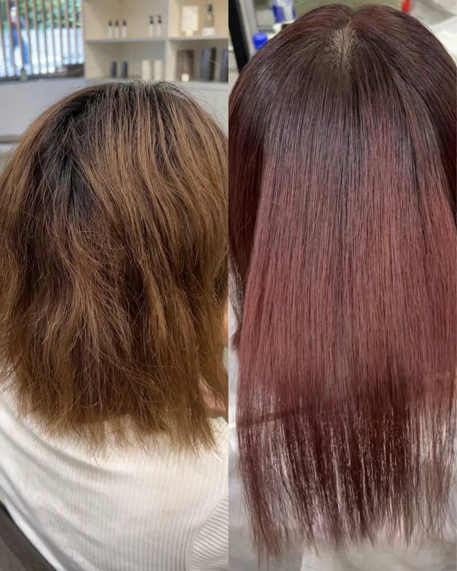 セミロング カラー ハイトーンカラー が絶対可愛い✨泰聖✨のヘアスタイル