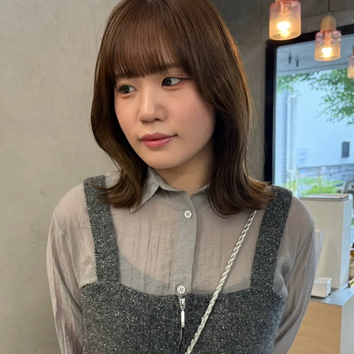 セミロング カラー ベージュカラー カット ヘアカラー 韓国レイヤー/暖色 カラー/KOTONEのヘアスタイル